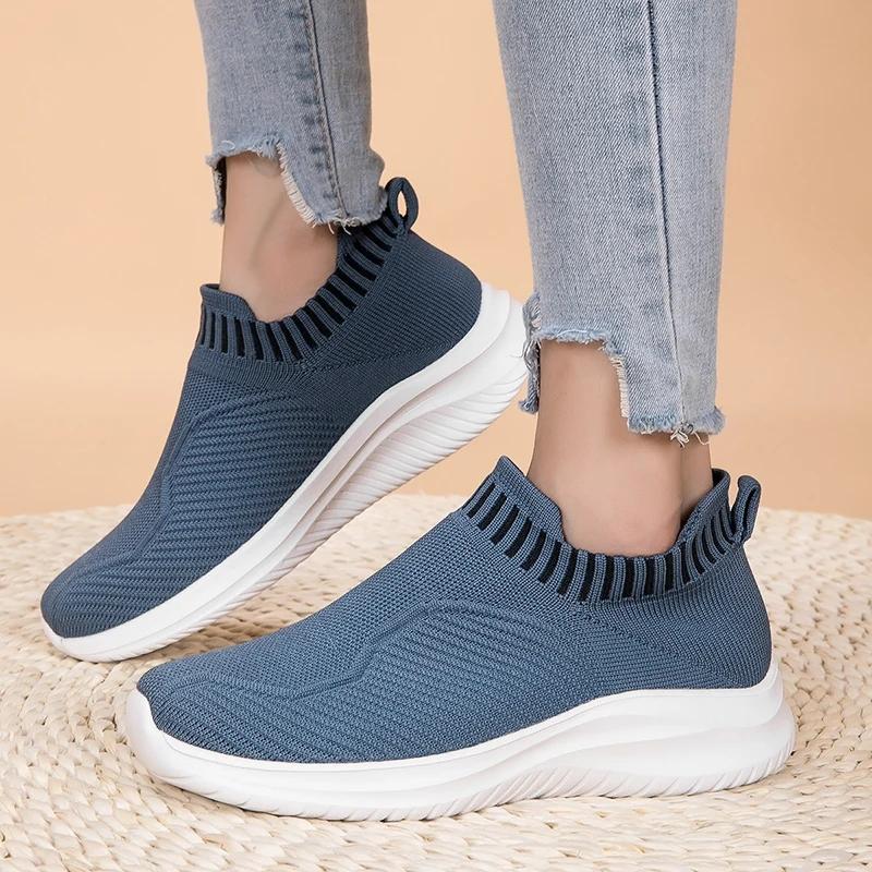 New Spring Summer Women Shoes Knitting Sock Women's Sneakers Breathable Women Flat Shoes Soft Bottom Casual Walking Shoes