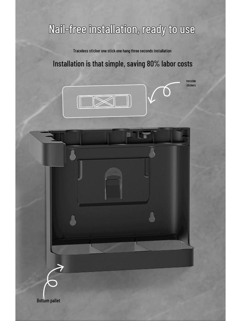 Punch-Free Wall-Mount Soap Dispenser for Shampoo & Shower Gel, Manual Press, Light Luxury Style