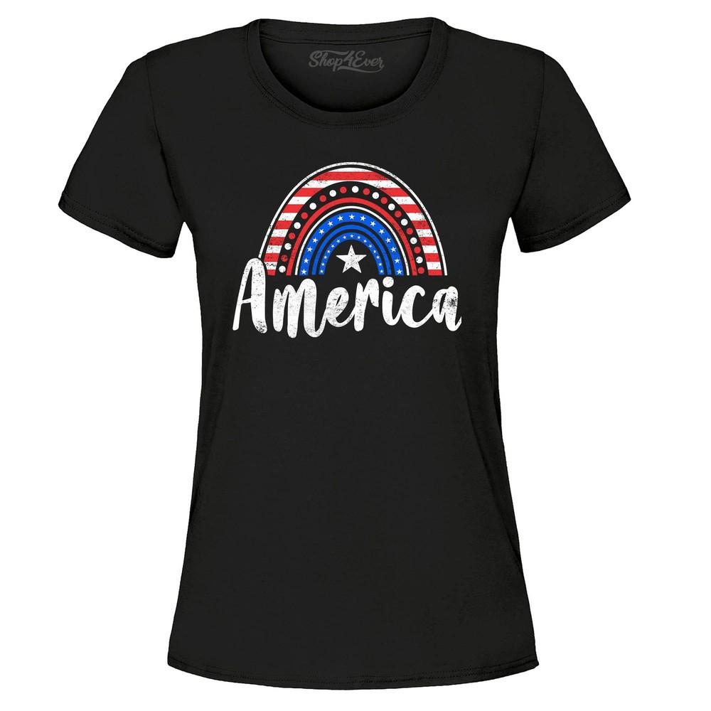 

America Patriotic Rainbow 4th of July Women s T-Shirt Patriotic Shirts 2XL