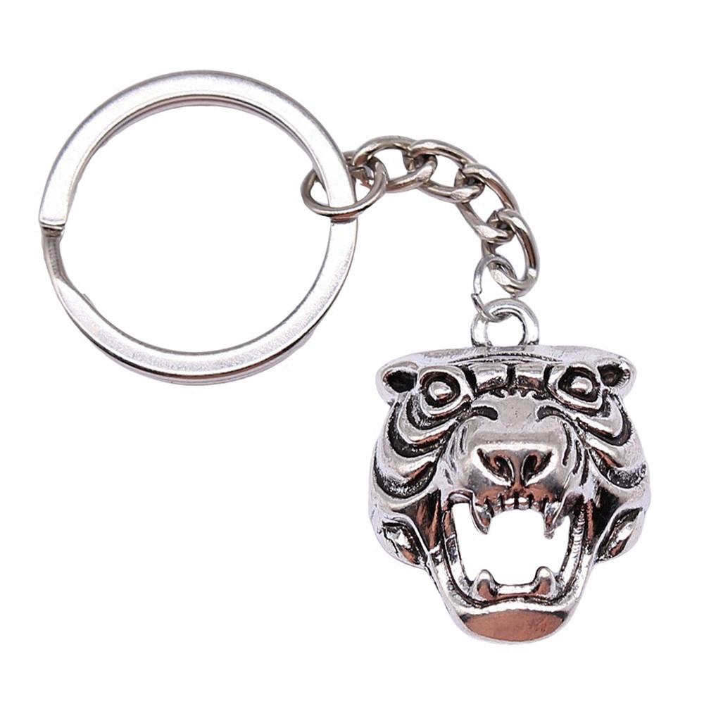 Bear Charm Tiger Keychain Wild Animal Pendants Key Ring 28mm