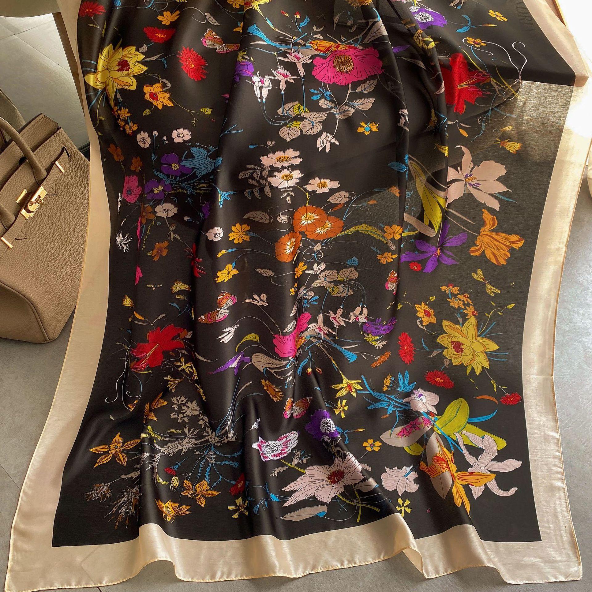 

Высококачественные роскошные шелковые шарфы, повязка на голову, шарфы, шейный шарф для женщин, шелковый шарф с цепочкой, женская декоративная шаль 180-90cm