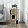 3-Tier Cat House with Sisal and Plush Scratching Post, Ø38x70cm, Brown
