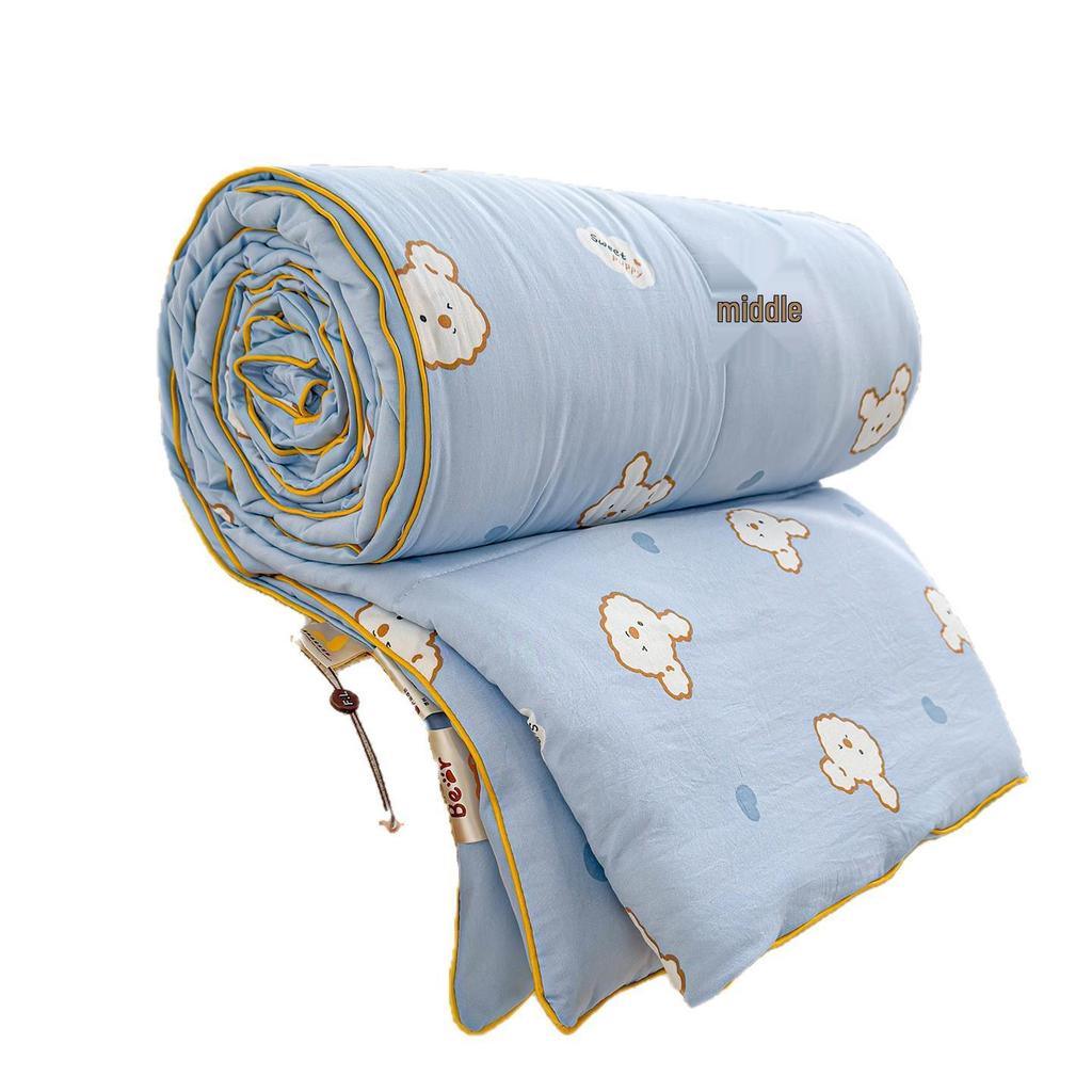 Washed Crinkled Gauze Summer Quilt - Skin-Friendly Cool Blanket for Air Conditioning