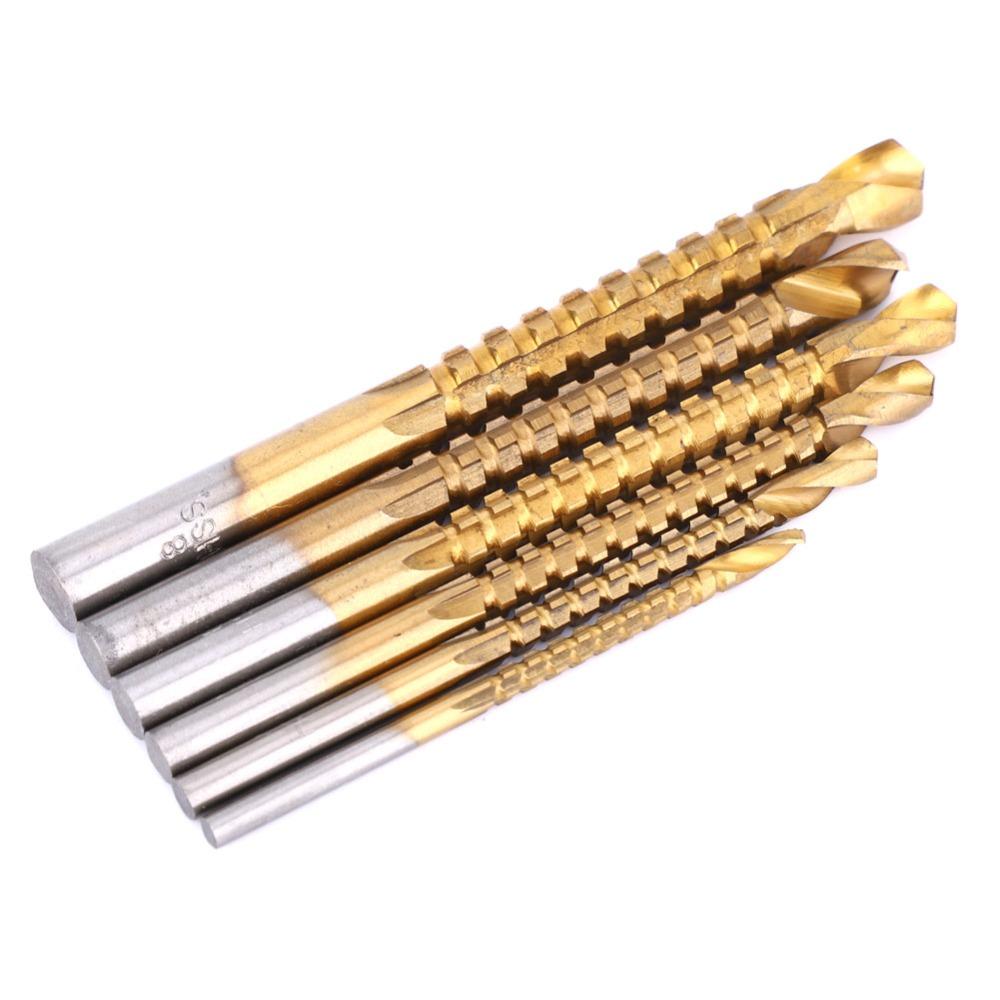 6pcs High Speed Steel Drill Bit Set 3-8mm Side Cutting Drill Bit Twist Drill Bits Woodworking