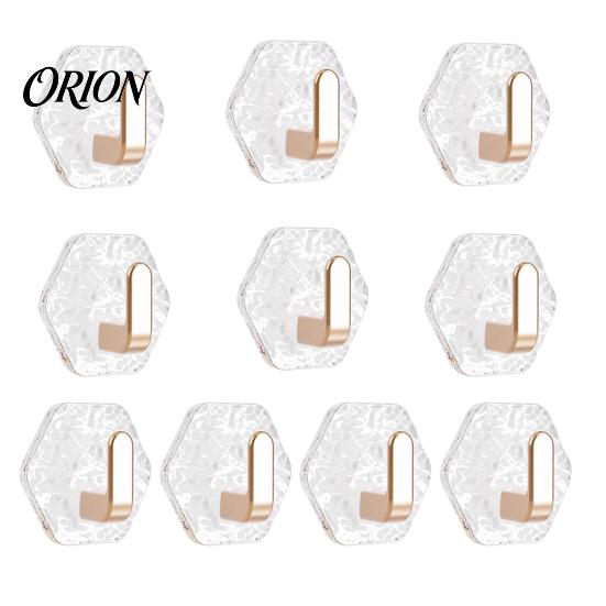 Clear Acrylic Wall Hooks Adhesive Hooks, Hexagonal Wave Shape, No Drilling Easy Storage Installation Hook, Modern Style for Bathroom Kitchen