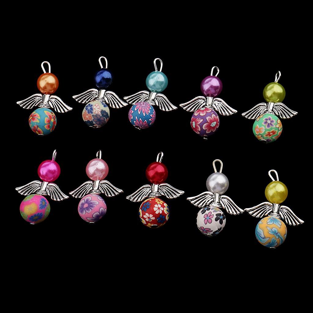 60 Pieces Mixed Silver Angel Butterfly Charms Pendants Faceted Beads