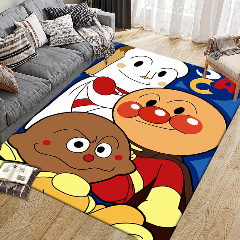 Anpanman Family Square Area Rug, Non-Slip Floor Mat for Bedroom, Perfect Gift for Anpanman Fans