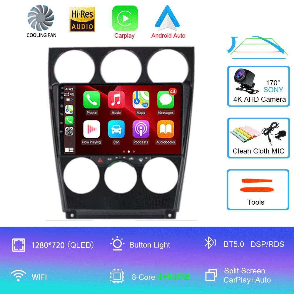 For Mazda 6 2002 2003 2004 2005 2006 2007 2008 Android 14 Car Player Navigation GPS Radio Multimedia Carplay 2Din 360 Camera RDS