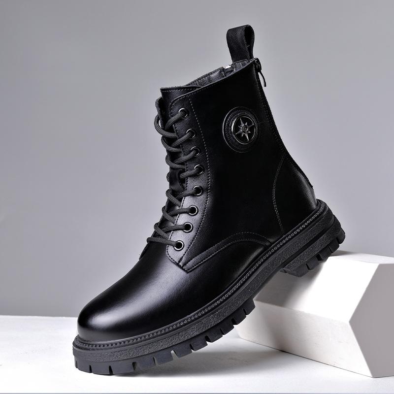 

Короткие ботинки Мартин мужские 2025 весна и осень новый тренд короткие ботинки корейская версия тренд флис утолщенные теплые ботинки в стиле милитари 44 чёрный