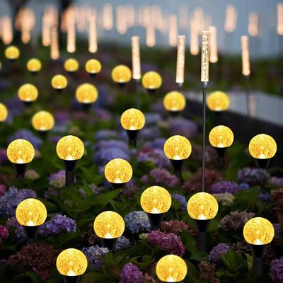 Lumières de Jardin Boule de Cristal Solaire – Lumières Décoratives Extérieures Boule à Bulles Piquet de Sol pour Éclairage de Cour Chemin