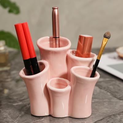 Kreativer See-Korallen Keramik Zahnbürstenhalter, Make-up Pinsel Organizer, Mehrfachfach Aufbewahrungsbox für die Arbeitsplatte, Dekorativer Stifthalter