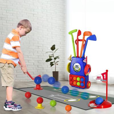 Kids Golf Club Set with Drawbar Cart Plastic Golf Set for