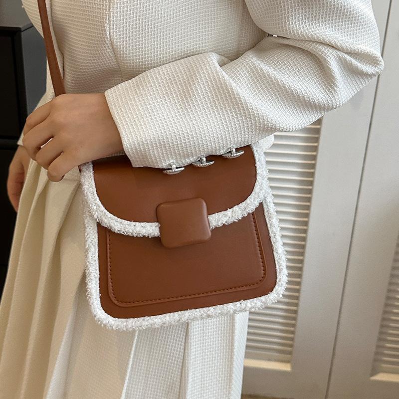 

Зимняя Новая Многоцелевая Корейская Ins Лоскутная Текстура Сумка Через Плечо Кроссбоди Женская Маленькая Квадратная Сумка