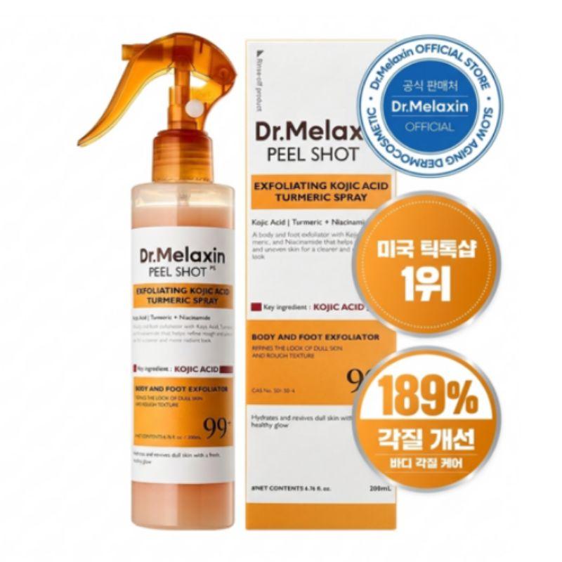 Dr. Melaxin Peel Shot Body Scrub Kojic Acid & Turmeric Peeling Spray 200ml – Exfoliating Body Peeling Spray for Smooth & Radiant Skin