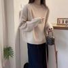 Round-neck Sweater Loose Long-sleeved Pullover for Women Solid-color Knitwear for Autumn and Winter Thickened Base Layer Laid-back Knitted Sweater Top