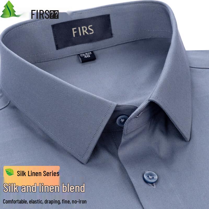 FIRS Men's Silk Linen Blend Long-Sleeve Shirt
