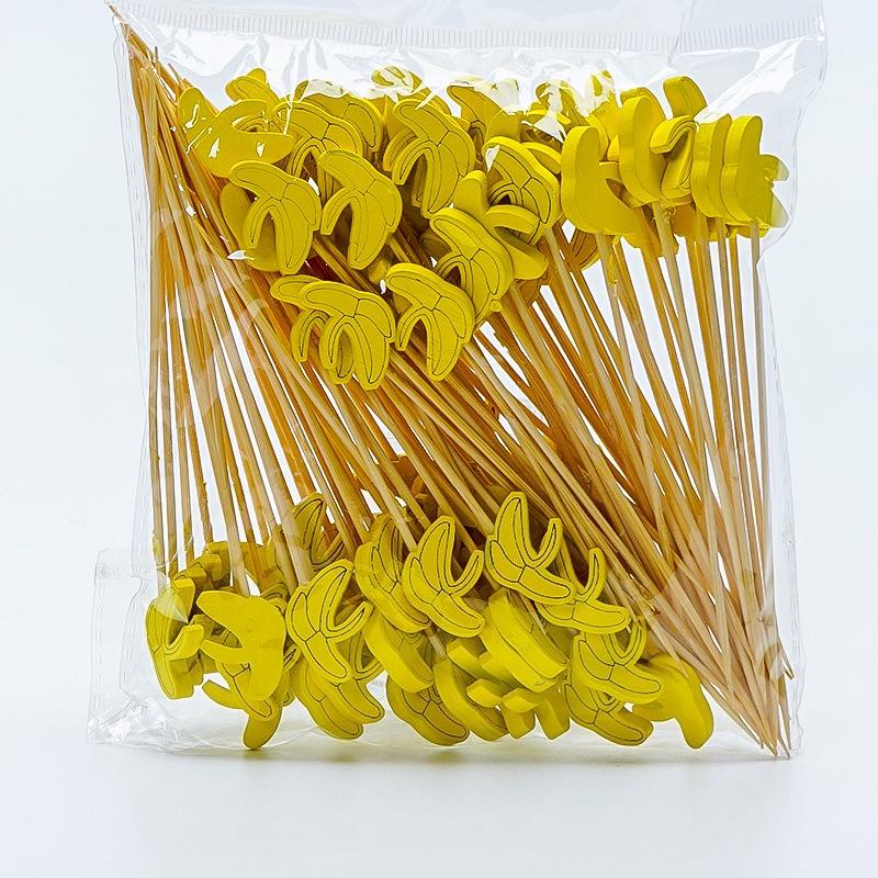 100PCS Disposable Bamboo Sticks Home Party Fruit Stick Fork Cocktail Sticks Buffet Fruit Fork Wedding Birthday Party Decoration