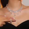 Luxury Sparkling Rhinestone Necklace Earrings Two-piece Set