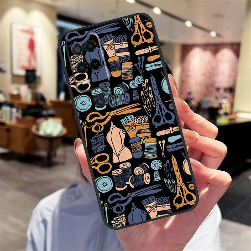 Sewing Scissors Case For Oppo A78 A98 A79 A18 A38 A58 A40 A60 A80 A16 A76 A96 A15 A74 A94 A54 A17 A77 Cover