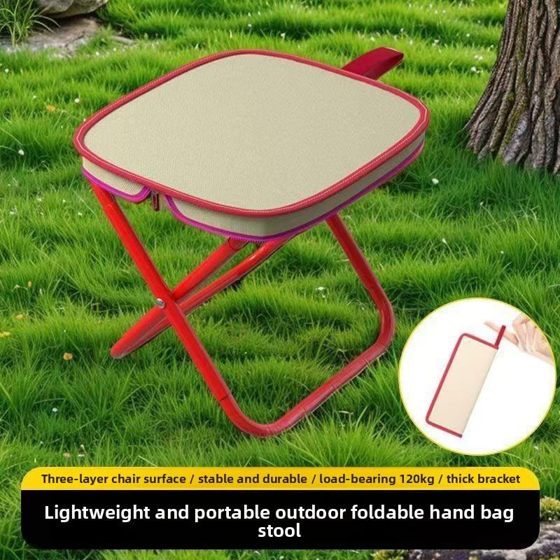 

Fishing chair, outdoor bench, foldable portable chair, portable stool, camping stool, fishing chair, adult queuing tool Regular (26.5*22*26CM) красный