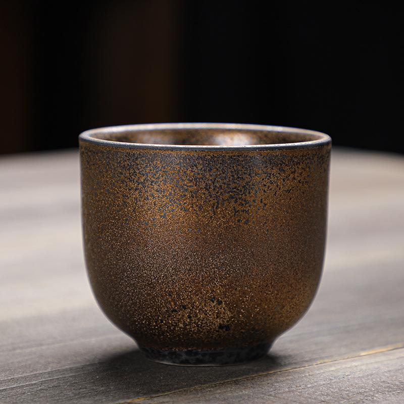 

Coarse pottery teacup master cup single cup rust glaze ceramic kung fu tea set tea cup Japanese retro single small cup