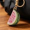 Keychain Pendant Sparkling Rhinestones Watermelon Design Key Chain with Lobster Clasp Backpacks Beach Bags Car Hanger