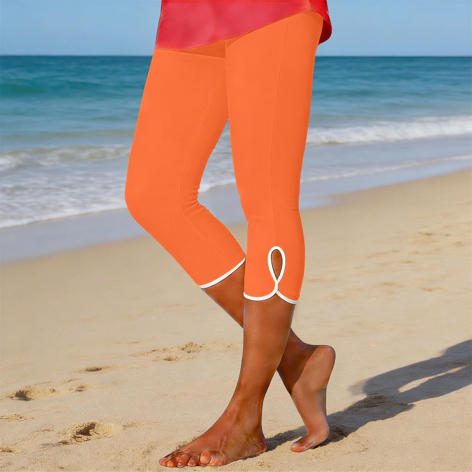 

Женские эластичные брюки с высокой посадкой, повседневного кроя, с широкими штанинами, длинные, с карманами M оранжевый