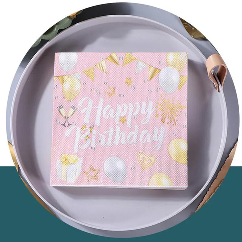 20Pcs/pack 33x33cm Happy Birthday Theme Paper Disposable Tableware Napkin Tissues DIY Party Decoration