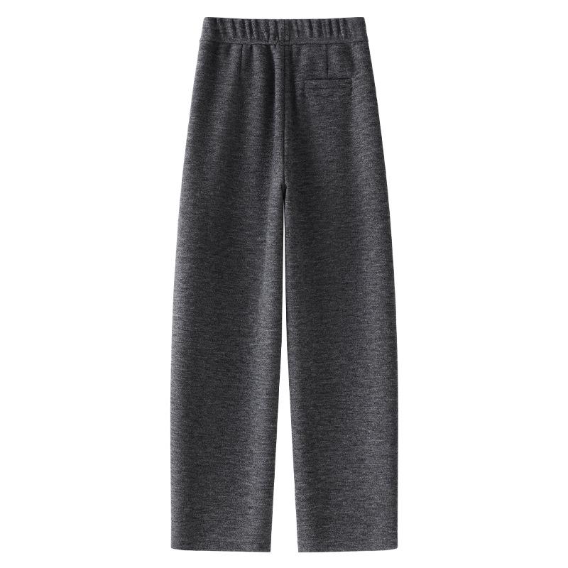 Women's Gray Woolen High-Waist Scimitar Pants - 2024 Autumn/Winter Collection