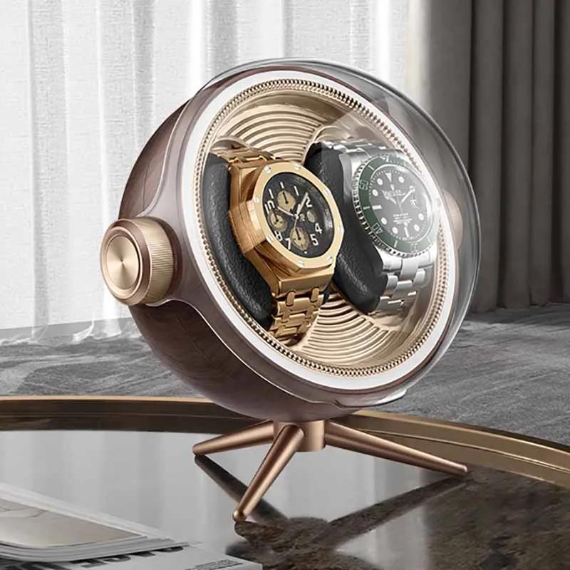 Luxury Automatic Watch Winder with Zero Magnetism Household Silent Led Watches Winding Device Bedside Mechanical Storage Box