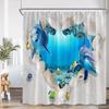 Sea Animals Shower Curtain 3D Dolphin Turtle Octopus Jellyfish Undersea World Bathroom Decoration Kids Polyester Bathtub Curtain