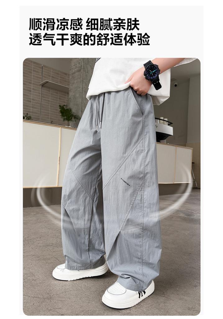 Boys' straight leg wide leg loose casual pants 2026 new style for children, middle-aged and young boys, summer thin design, mosquito proof sport