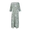 Vestidos Para Mulheres Vestido Midi Túnica Cinturado Estampa Vintage Verão Casual Vestido Manga 3/4