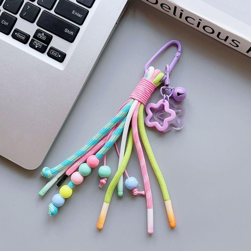Dopamine Bohemian Tassel Pendant Colorful Ethnic Style Pendant Braid Rope Bag Charms  Bag Hanging