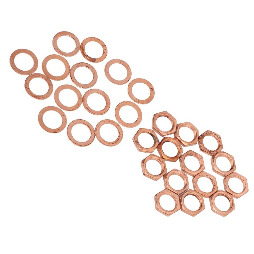 14Sets Metal Instrument Socket Connector M9 Jack Socket Nut With Washer Nut Washer Kit For Guitar