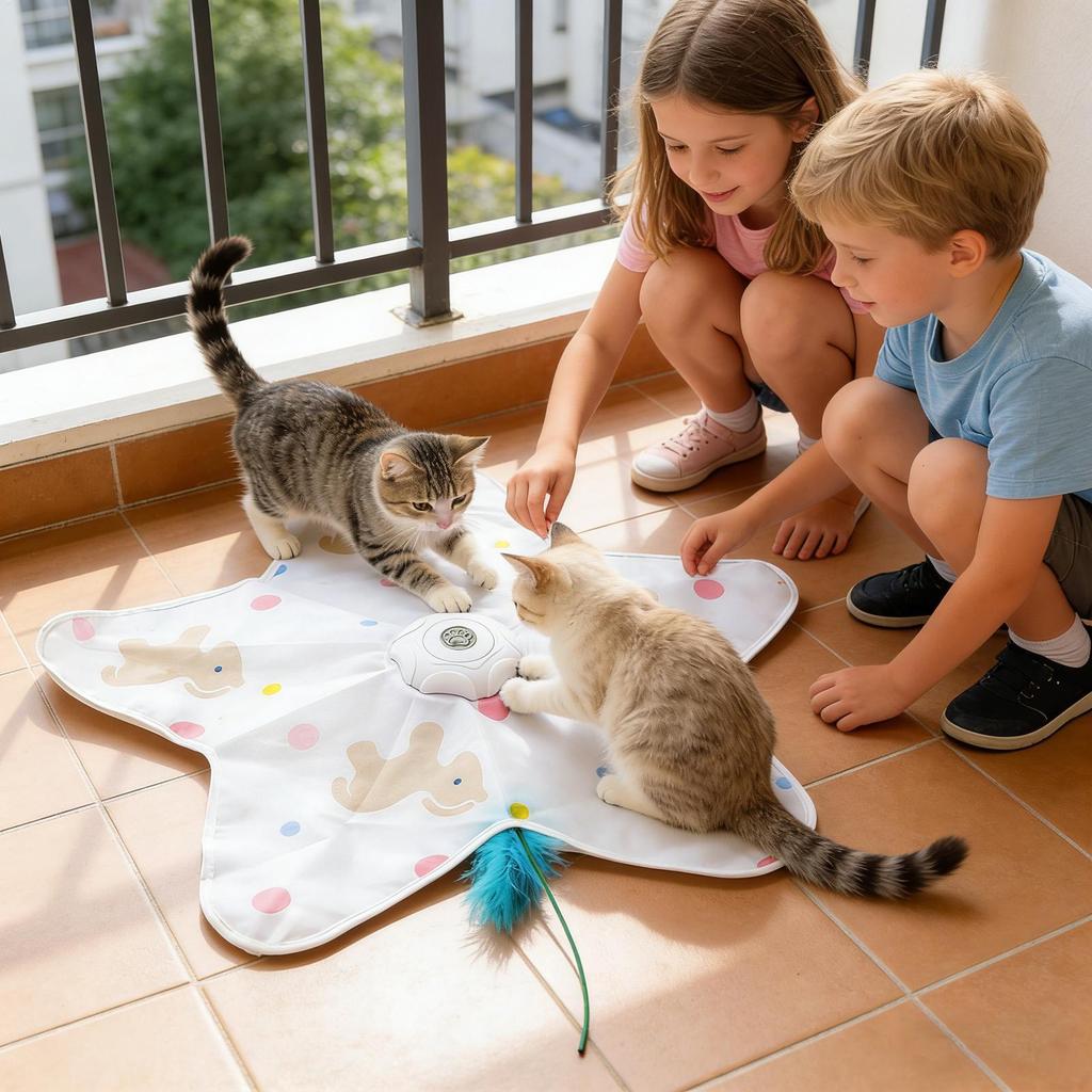 Indoor Katzenspielzeug Interaktiv Intelligenter Bewegungssensor 3 Modi Katzen Beschäftigungsspiel für Kleine Mittlere Große Kätzchen Innenhöfe Veranden