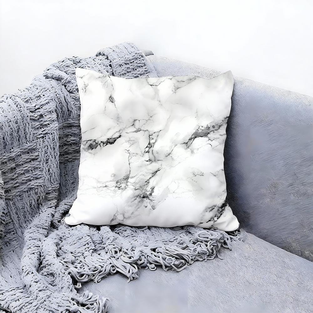 Elegant White Marble Pattern Cushion Cover Premium Comfort Reversible Pillow Cove Two In One Design for Any Room Car Interior