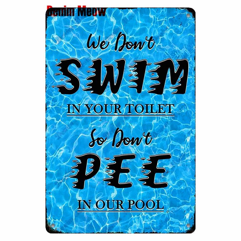 Retro Pool Rules Metal Sign Tin, Vintage Summer Swim Happy Place Plates, Wall Sign, Bar & Grill, Pub Decor, WY51