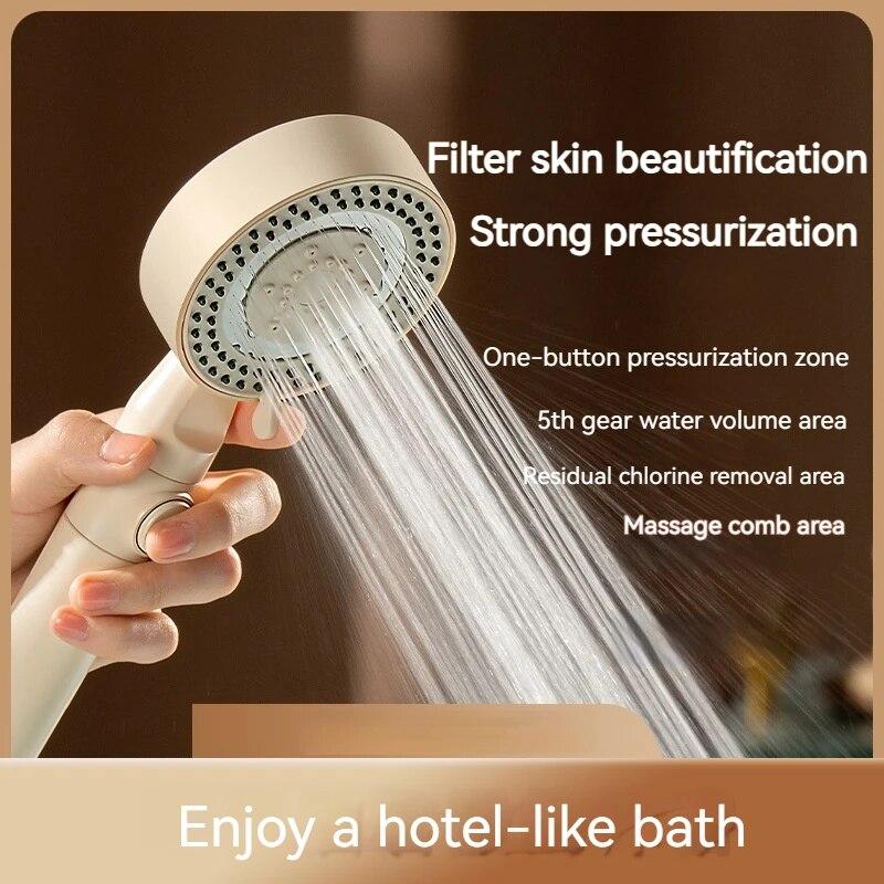 Dd-home Bathroom Accessories Black Gas Rain Mist Increase Water Heater Pressure Summer Showers Heads Polishing for Country House