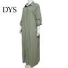 Spring Long Dress Summer Maxi Loose Turn-down Collar Sleeves Pure Color Casual Solid Single-breasted Cardigan OL Commute Daily Wear Women Lightweight