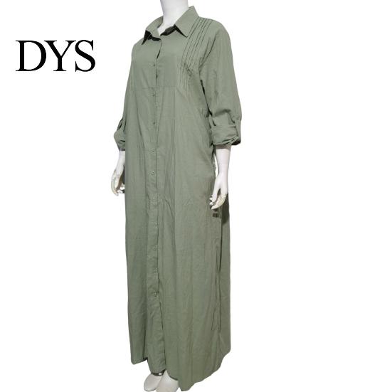 Spring Long Dress Summer Maxi Loose Turn-down Collar Sleeves Pure Color Casual Solid Single-breasted Cardigan OL Commute Daily Wear Women Lightweight