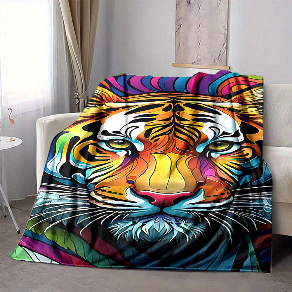 1PC Tiger Print Blanket, Throw For Sofa, Bed, Travel, Camping, Livingroom, And Bed, Printing Blanket With Soft And Warm Fabric yy250918165