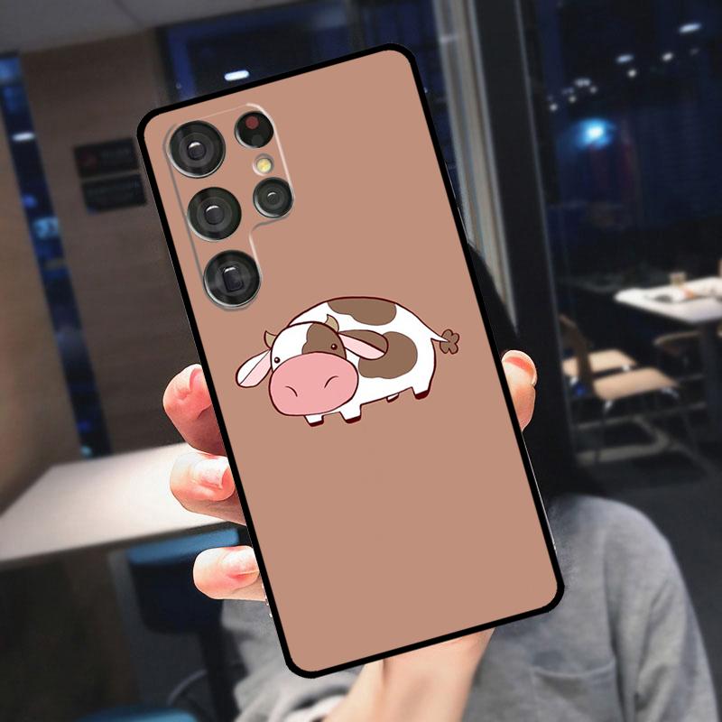 Cartoon Cute Cow Spots Cover For Samsung Galaxy S25 S24 S21 S22 S23 Ultra S9 S10 Plus S24 FE S21 FE Phone Case