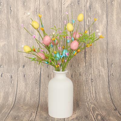 2025 Easter Decoration Artificial Egg Pearl Flower Branch Colorful Foam Eggs Branches Diy Bouquets for Easter Party Home Decor