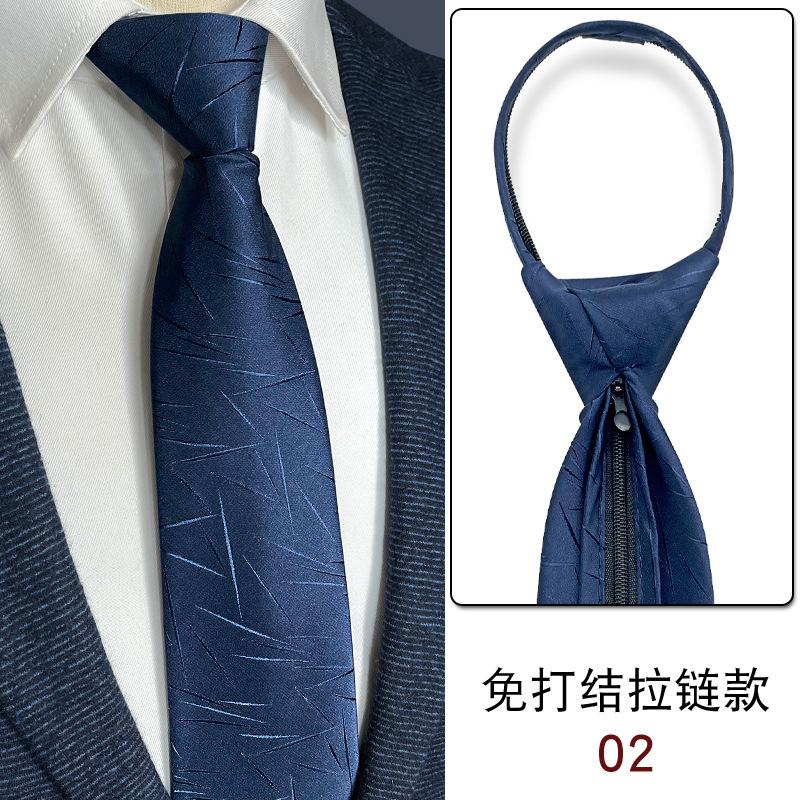 No Knots, Lazy, Simple Zipper, Tie Tie, Formal Wear, Business Work, White-Collar Shirt For Sale, Dark Blue Stripes.
