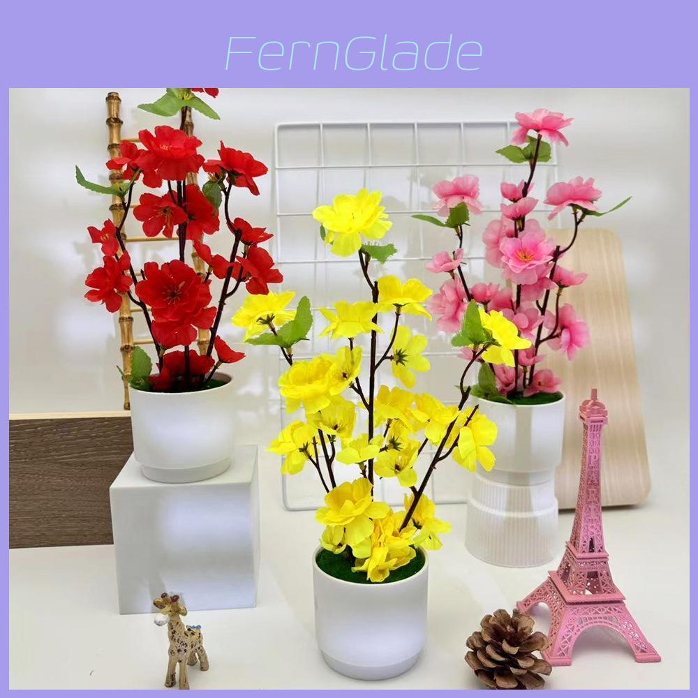 Faux Peach Blossom Desktop Decor With Bright Flowers For Home And Garden Display