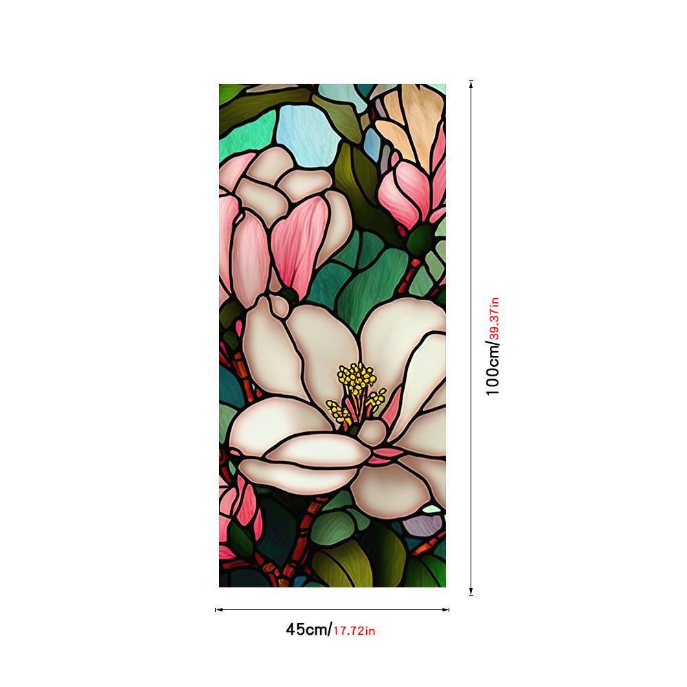 Colorful Retro Flower & Bird PVC Static Cling Removable Window Film