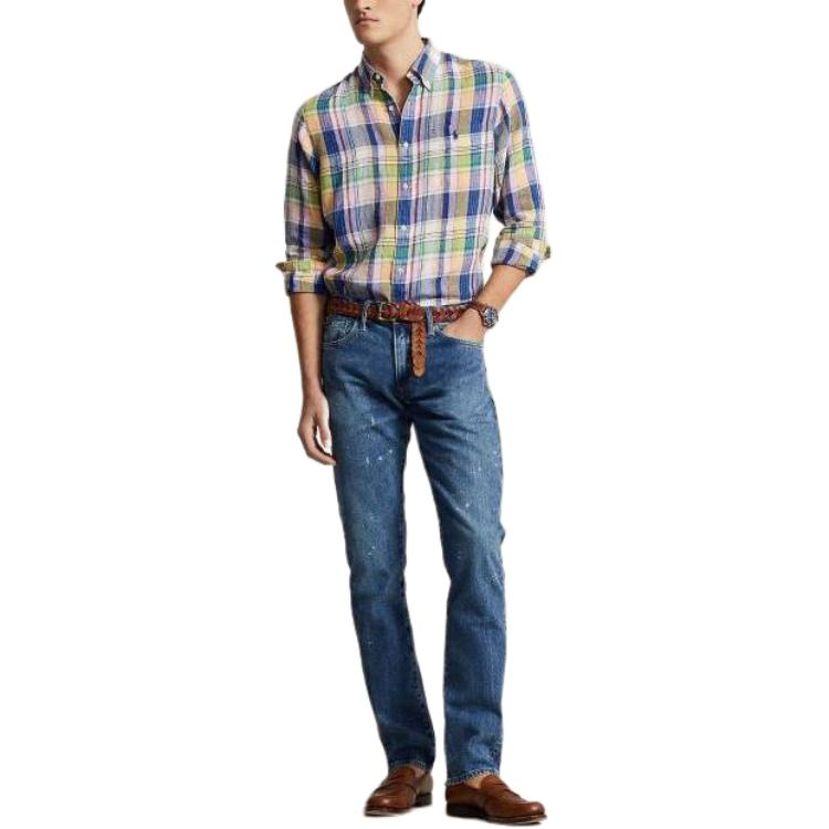 Polo Ralph Lauren Color Block Plaid Button-Down Long Sleeve Shirt Men Shirts Multicolor 710937880-001
