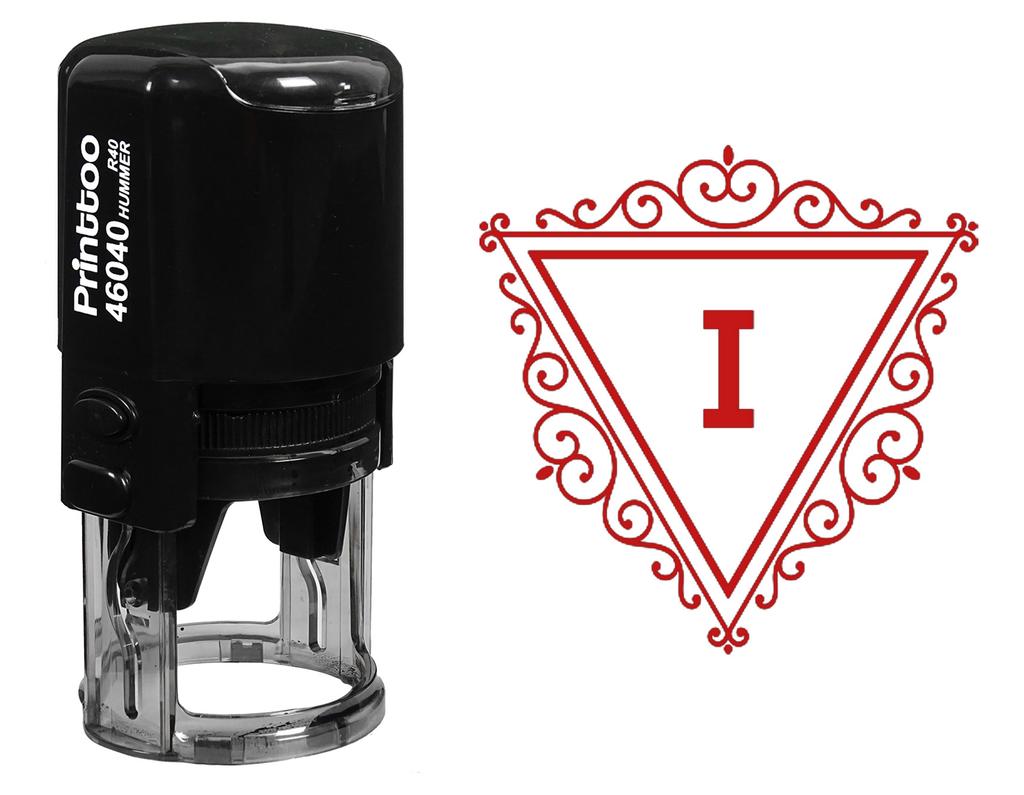 Printtoo Triangle Swirl Border I Alphabet Monogram Initial R-40 Self Inking Rubber Stamp Office
