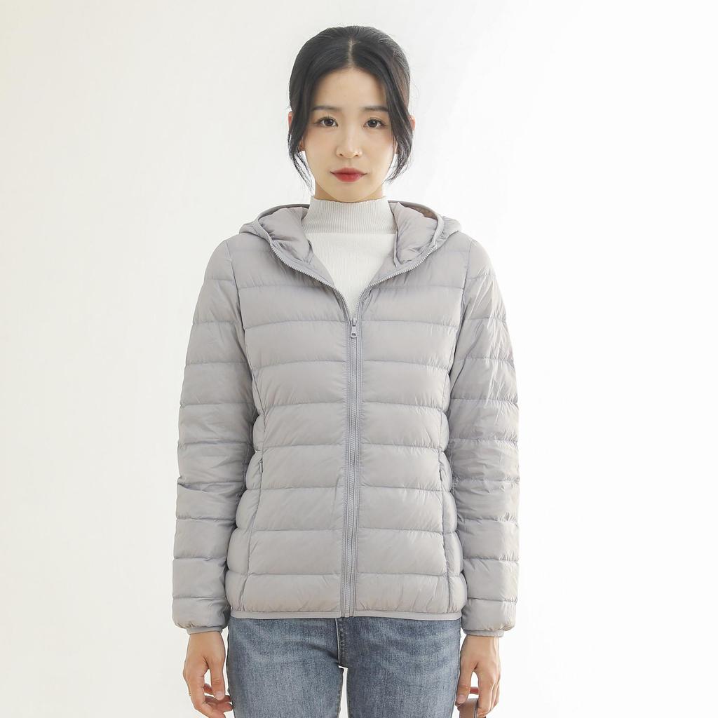 Rourou Women's Hooded Lightweight Down Jacket - New Mushroom Series, Short Style, 90% White Duck Down, Perfect for Autumn and Winter.